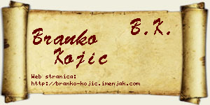 Branko Kojić vizit kartica